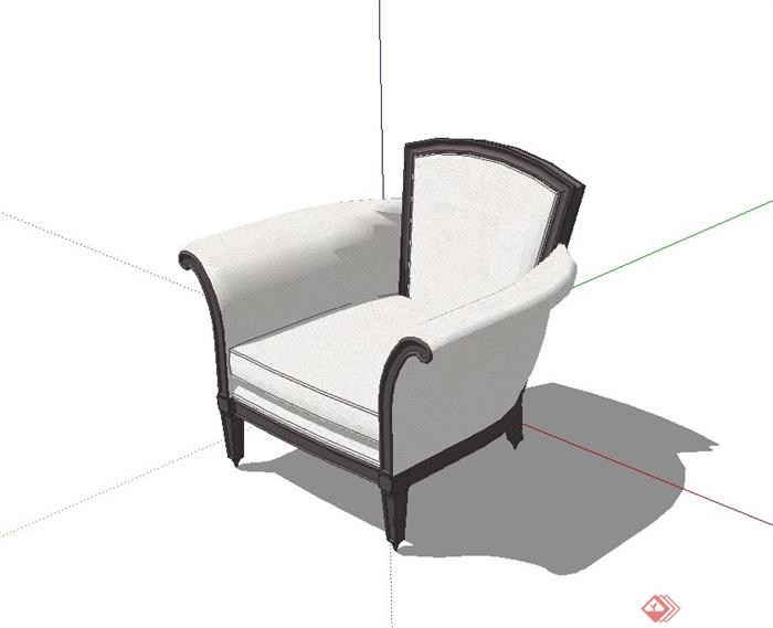 某欧式风格单人沙发椅设计su模型(1)