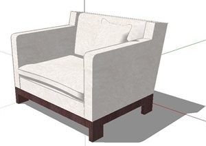 现代白色单人沙发SU(草图大师)模型