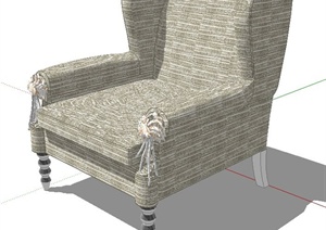 灰色单人沙发设计SU(草图大师)模型