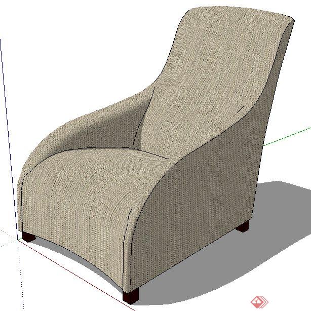 单人躺椅沙发设计su模型(1)