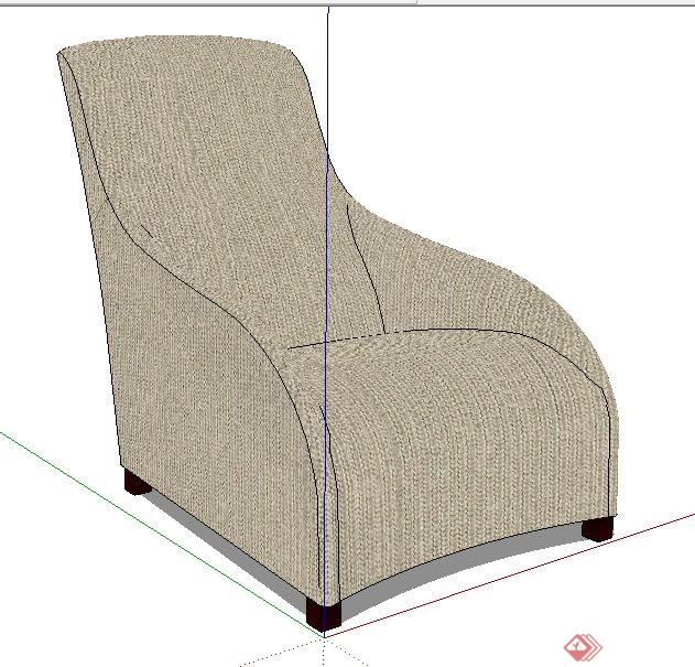 单人躺椅沙发设计su模型(2)