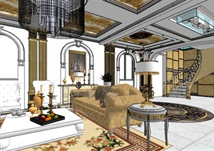 某欧式风格室内住宅空间装饰设计SU(草图大师)模型