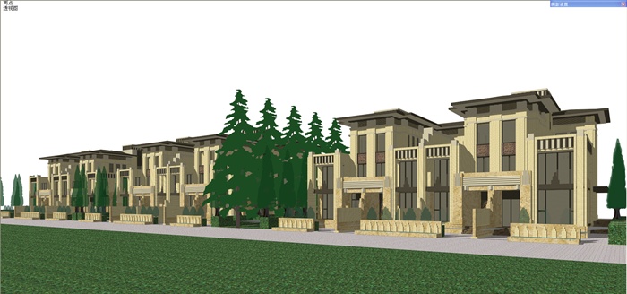 某新古典风格小区联排别墅建筑设计su模型