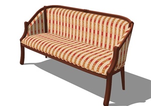 欧式布艺长沙发设计SU(草图大师)模型