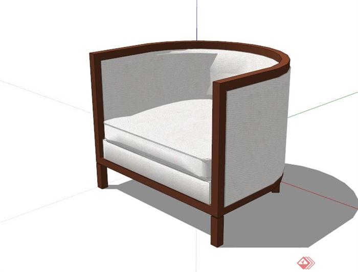 酒店布艺单人沙发SU模型(1)