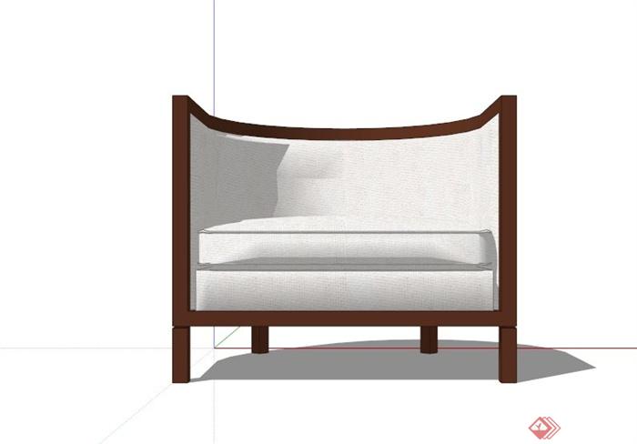 酒店布艺单人沙发SU模型(3)