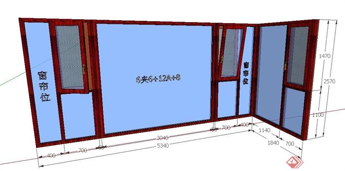 中式木质窗户设计su模型(1)