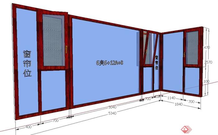 中式木质窗户设计su模型(2)