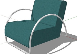 蓝色单人沙发设计SU(草图大师)模型