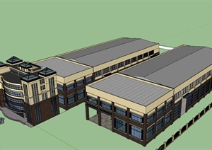 欧式厂房建筑设计SketchUpSU(草图大师)模型