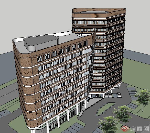 高层连体办公楼建筑设计su模型(3)