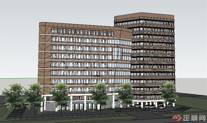 高层连体办公楼建筑设计su模型(2)