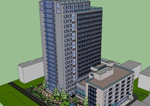 高层住宅楼建筑景观设计SU(草图大师)模型