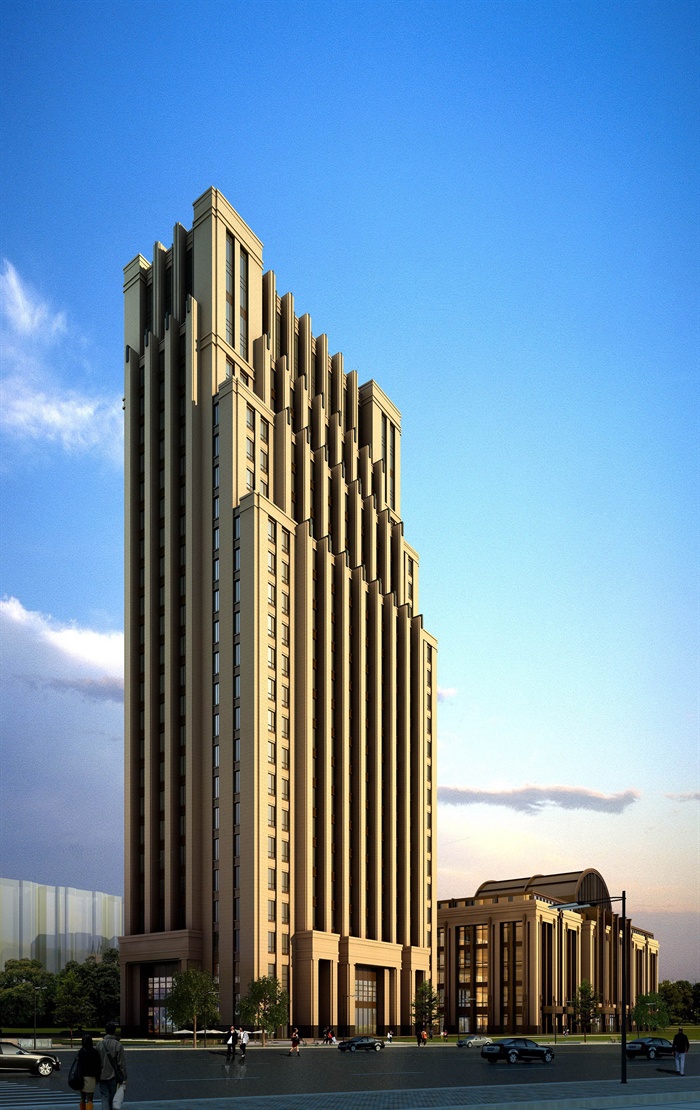 某高层欧式新古典办公楼、酒店建筑方案设计（cad、skp、效果图）(2)