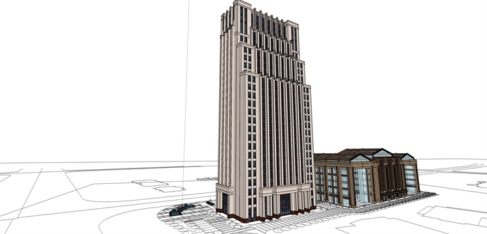 某高层欧式新古典办公楼、酒店建筑方案设计（cad、skp、效果图）(6)