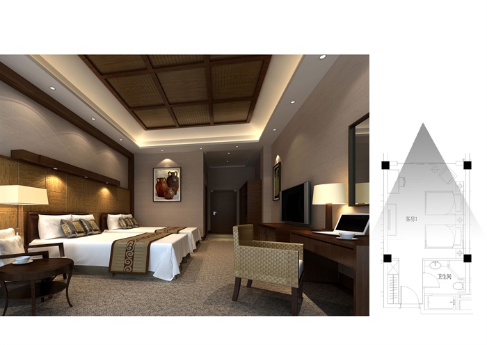 某中式酒店会所建筑施工图、室内cad施工图设计（含效果图）