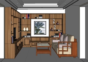 现代风格室内客厅装饰设计SU(草图大师)模型