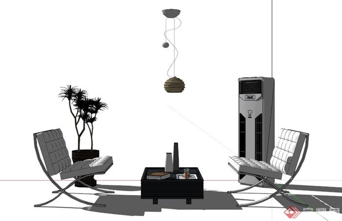 现代简约沙发组合SU模型(4)