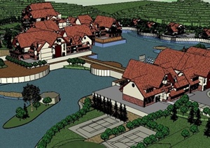 北欧风格度假村建筑设计SU(草图大师)模型