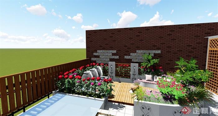 某住宅庭院景观设计（效果图、su模型）(2)