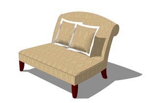 黄色布艺沙发椅设计SU(草图大师)模型