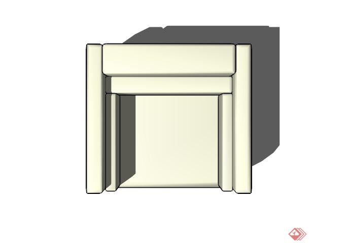 白色单人沙发设计SU模型素材(2)