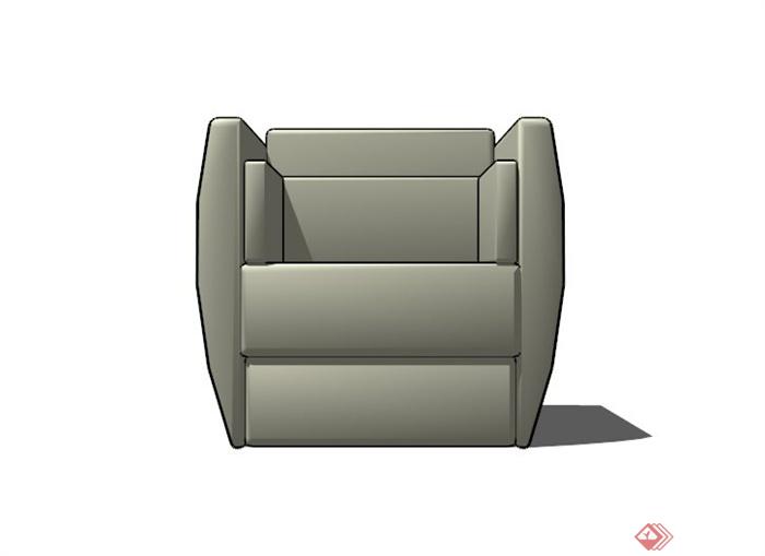 白色单人沙发设计SU模型素材(3)