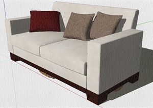 白色双人沙发设计SU(草图大师)模型