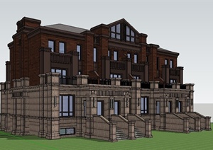 新古典风格奢华别墅建筑设计SU(草图大师)模型