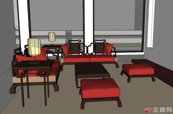 两个中式茶室室内设计SU模型(8)