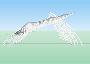 弧形钢结构张拉膜亭设计SU(草图大师)模型