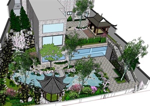 古典中式雅致庭院景观设计SU(草图大师)模型