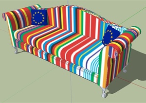 彩色条纹沙发设计SU(草图大师)模型