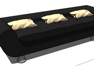 黑色三人沙发设计SU(草图大师)模型