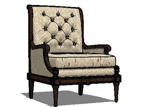 欧式单人沙发椅SU(草图大师)模型