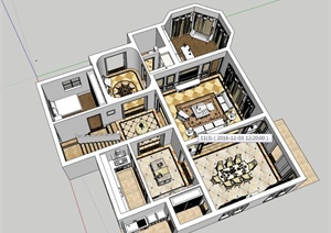 欧式别墅住宅空间设计SU(草图大师)模型