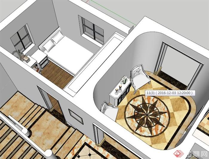 欧式别墅住宅空间设计SU模型(4)