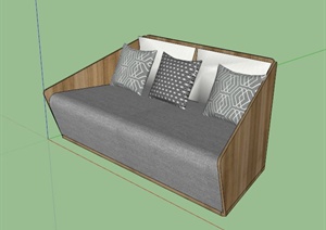 木材布艺拼接雅致沙发设计SU(草图大师)模型