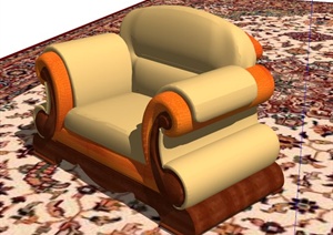 欧式豪华单人沙发设计SU(草图大师)模型