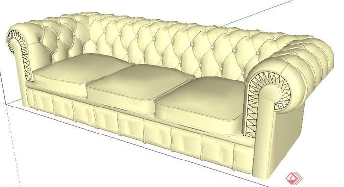 欧式三人沙发设计su模型(1)