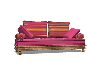 欧式紫色布艺沙发设计SU(草图大师)模型