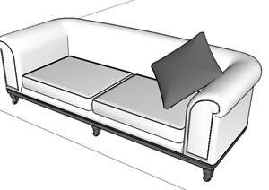 简约白色双人沙发SU(草图大师)模型