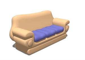 欧式简约三人沙发设计SU(草图大师)模型