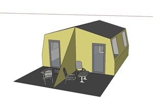 户外野营双拼帐篷设计SU(草图大师)模型