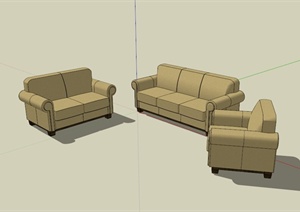 简约欧式沙发组合SU(草图大师)模型