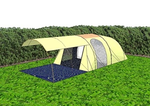 单个草坪上的野营帐篷设计SU(草图大师)模型