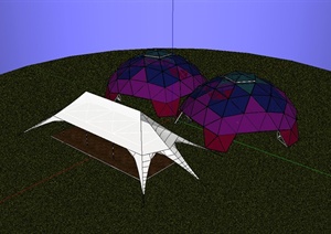 现代风格张拉膜野营帐篷设计SU(草图大师)模型