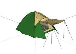 黄绿拼接野营帐篷SU(草图大师)模型