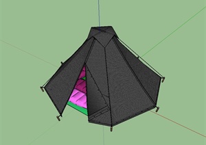 某现代风格简约野营帐篷设计SU(草图大师)模型