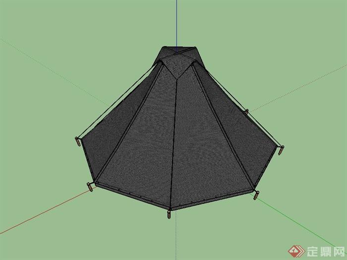 某现代风格简约野营帐篷设计su模型(2)